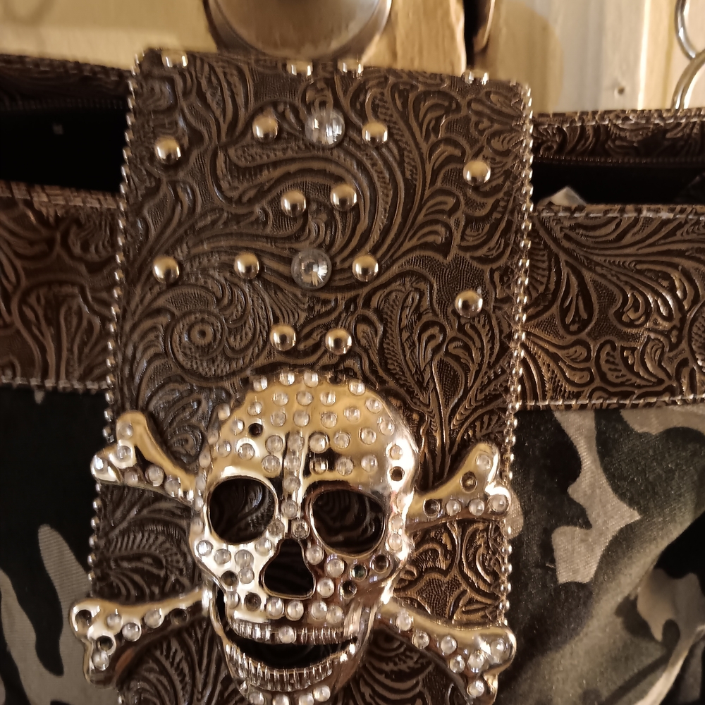 Silver Skull Embellished Bag